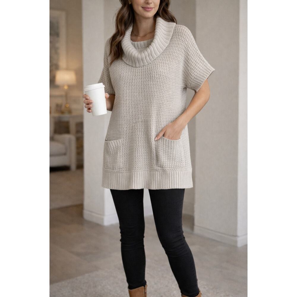 Forever 21 Boutique Knit Sweater Tunic Cowl Neck Pockets L/G EUC